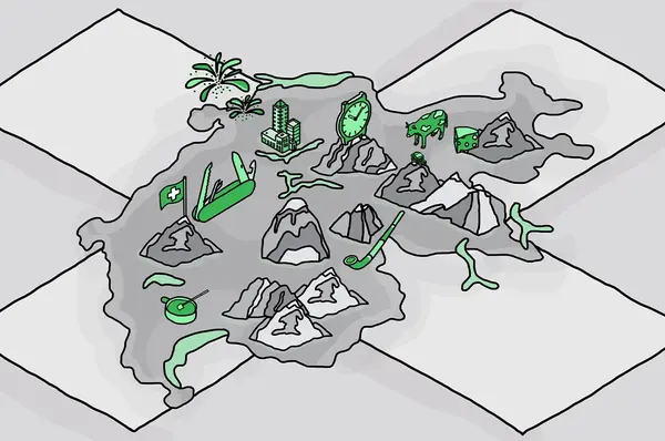 Illustration einer Schweizer 3D-Landkarte